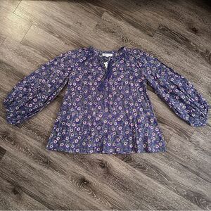 India Collection Emerson Fry Bardot Top Iris Wildflower New